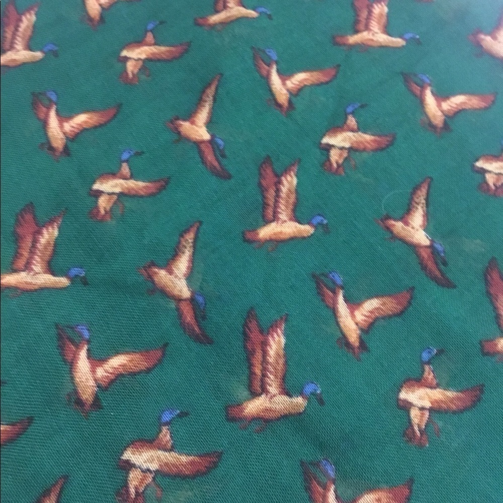 Nordstrom Green Scarf with Brown & Blue Duck Print